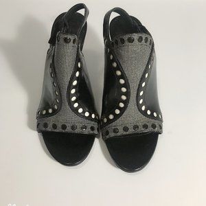 Alexander wang black white polka dot booties open